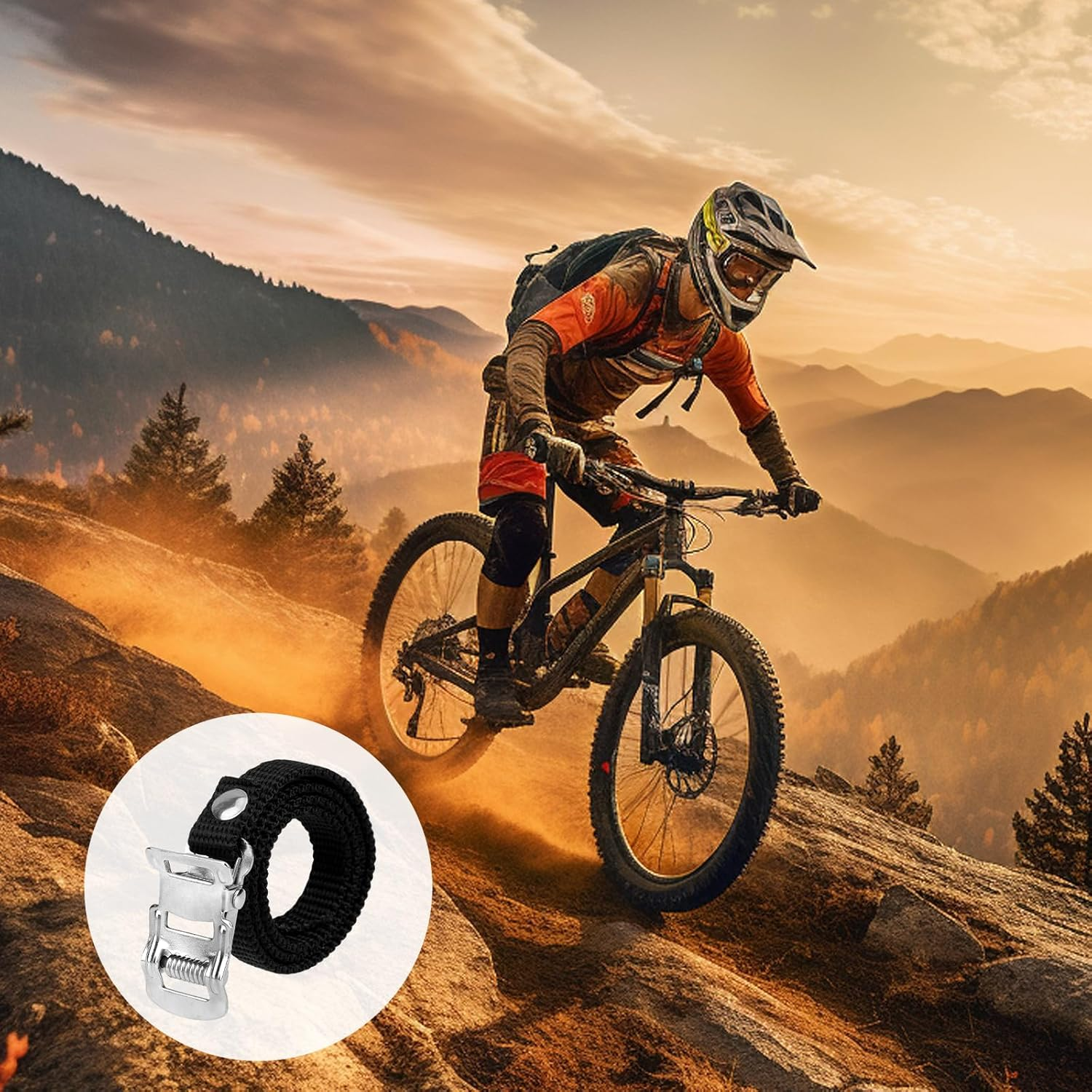 Mozeat Lens 4 PCS Bicycle Pedal Toe Straps Universal Replacement Foot Pedal Straps for Bicycles or Exercise Bike Spin