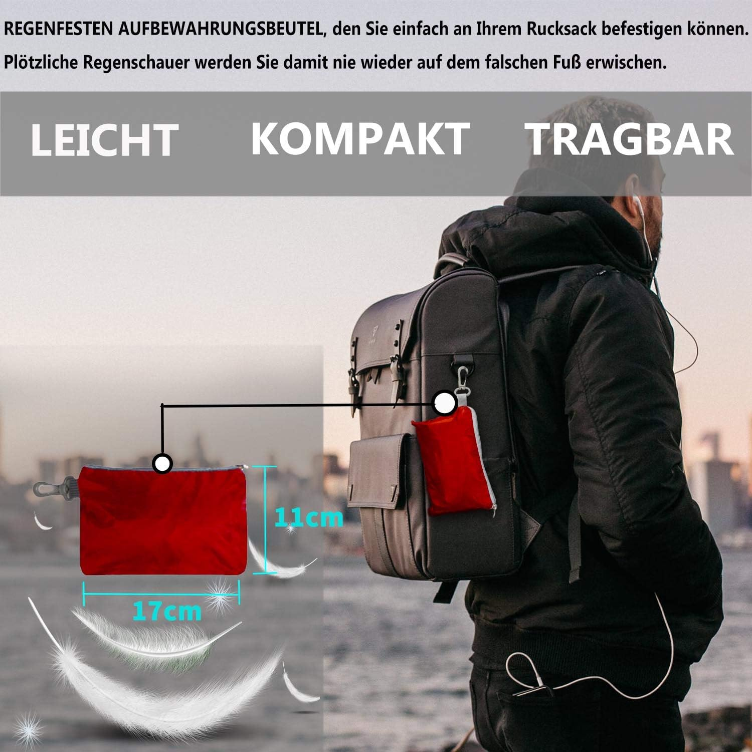 Frelaxy Rain Cover for Backpacks School Bags (15-90L), Waterproof Backpack Rain Cover Rain Cape with Reflectors & Non-Slip Cross Buckle Strap for Hiking, Camping, Cycling image number 4