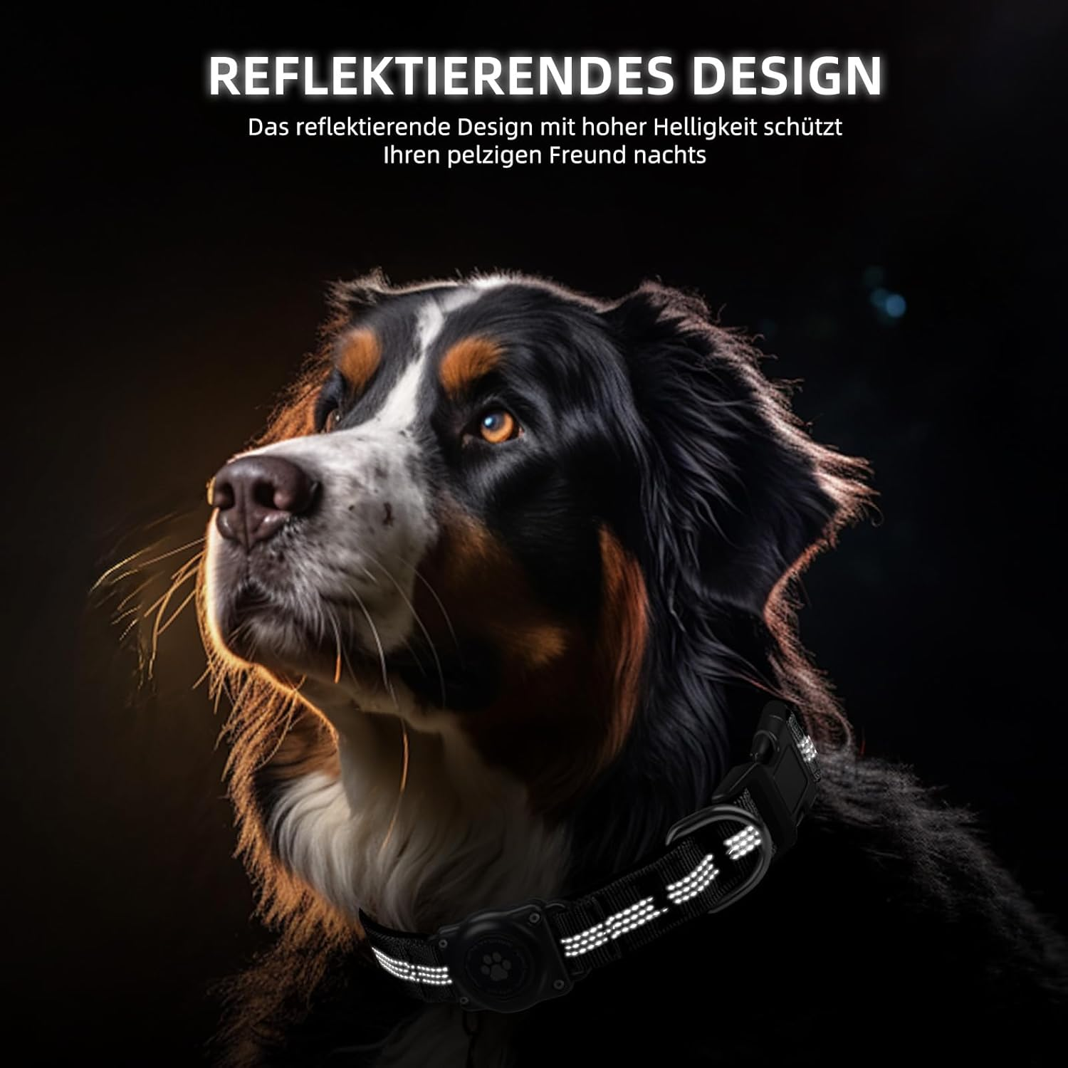 Airtag Dog Collar, IP68 Waterproof Integrated Apple Air Tag Holder Dog Collar with Airtag Holder, Reflective, Extra Durable, Dog Collars for Medium Large Dogs [Black, XL] image number 3