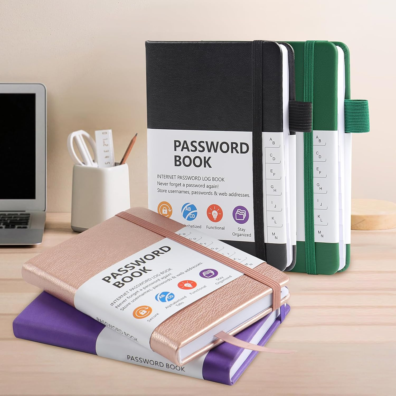 A6 Password Book Alphabetical with Tabs, Password Book for Seniors, Password Keeper Book for Computer and Website Login(Rose Gold) image number 3