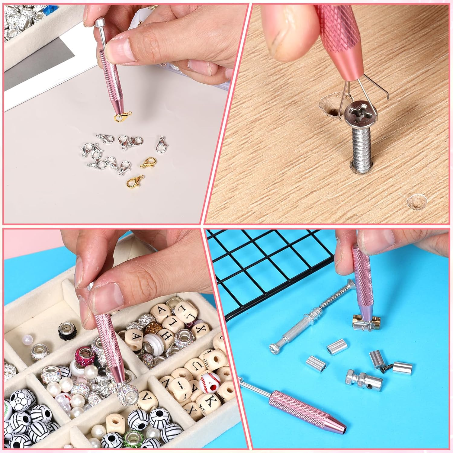 2 Pcs Piercing Ball Grabber Tool, Piercing Changing Tools 4 Claw Diamond Tweezers Stainless Steel Jeweler Pick up Tool for Ear Nose Lip Tools Tiny Objects Ic Chips Electronic Components image number 3