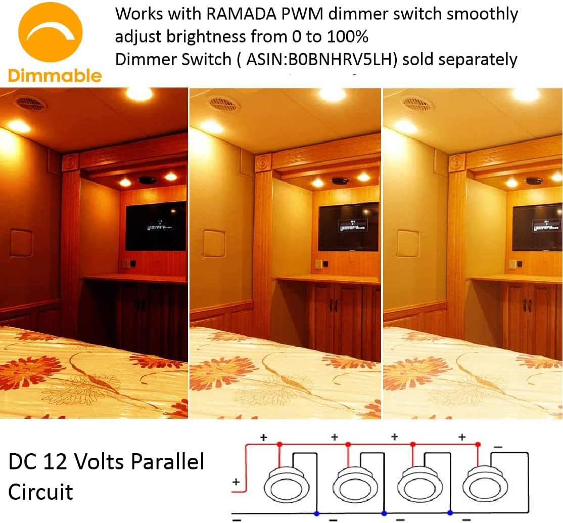 12V 3W RV Boat Ceiling Lights Recessed Cabinet Dome Lights Super Slim Downlights Suitable for Motorhome Sailboat Yacht Interior Lighting 4 Pack (4500K) - Natural Light image number 2