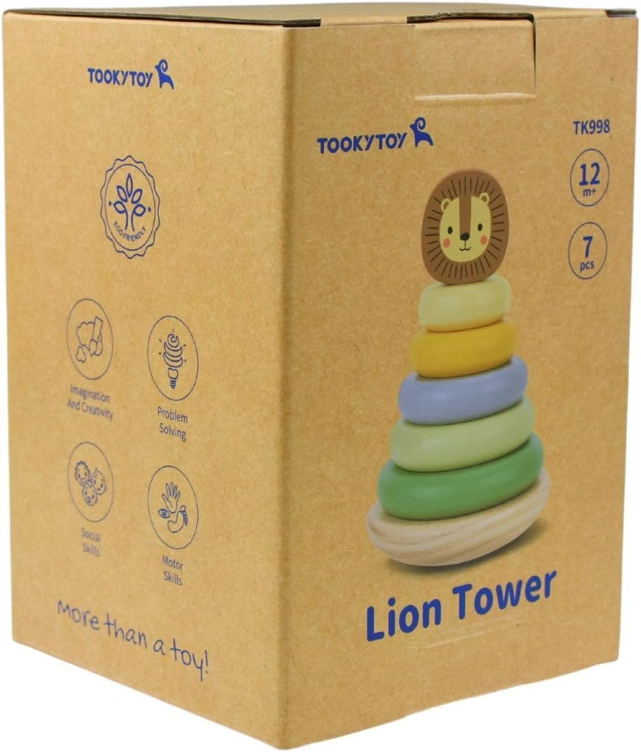 Tooky Toy TK998 My Forest Friends Lion Stacking Tower: Stacking Wobbe Roly Poly Toy for Kids