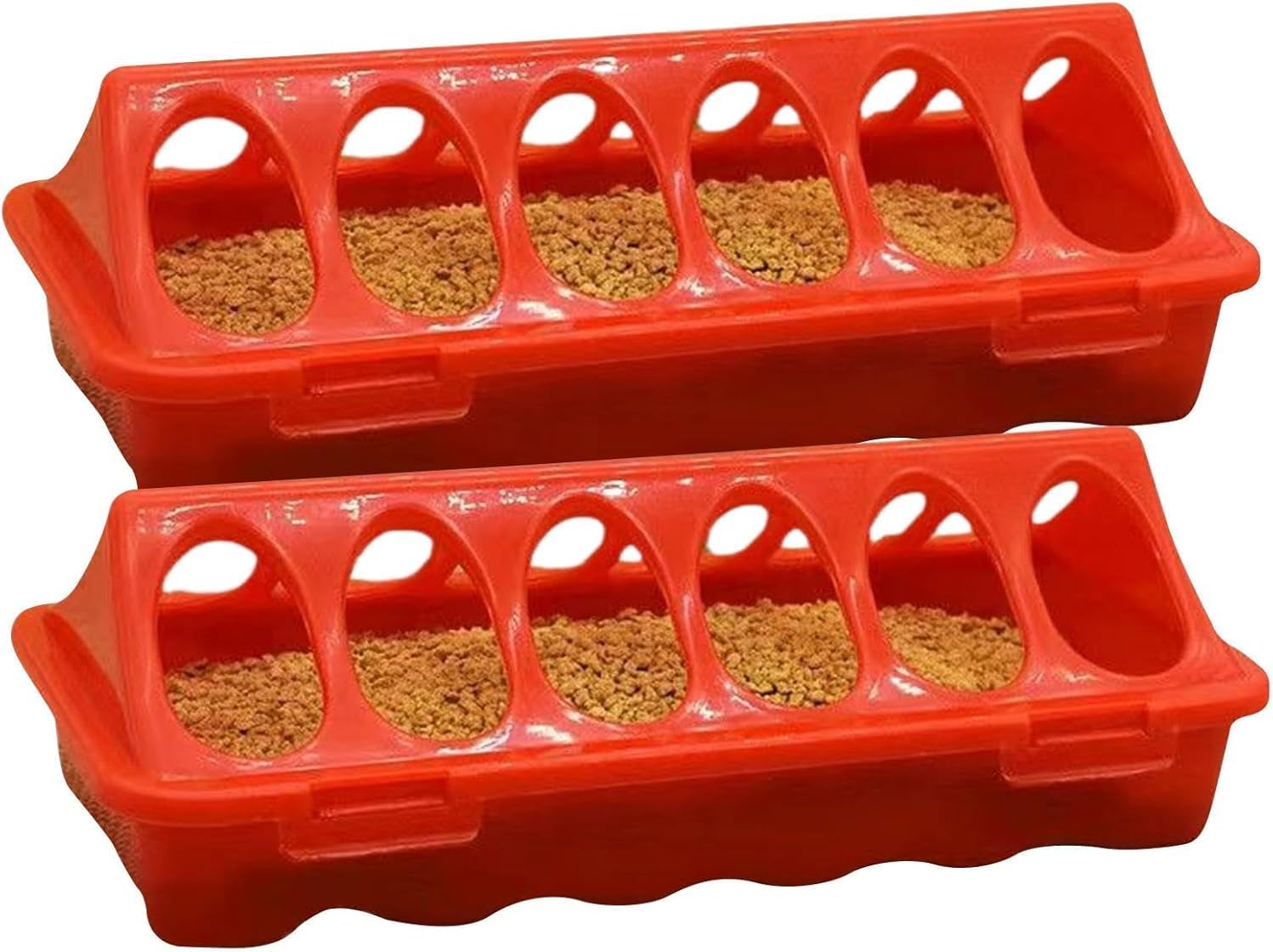 WADY Chick Feeder Waterer, Chicken Feeder, Quail Water Feeder, 6 Slots Duckling Feeder, Bird Feeding Dispenser for Pigeon Parrots Chicks Quail Duck Bird Poultry Animal, Chick Feeder Trough image number 1