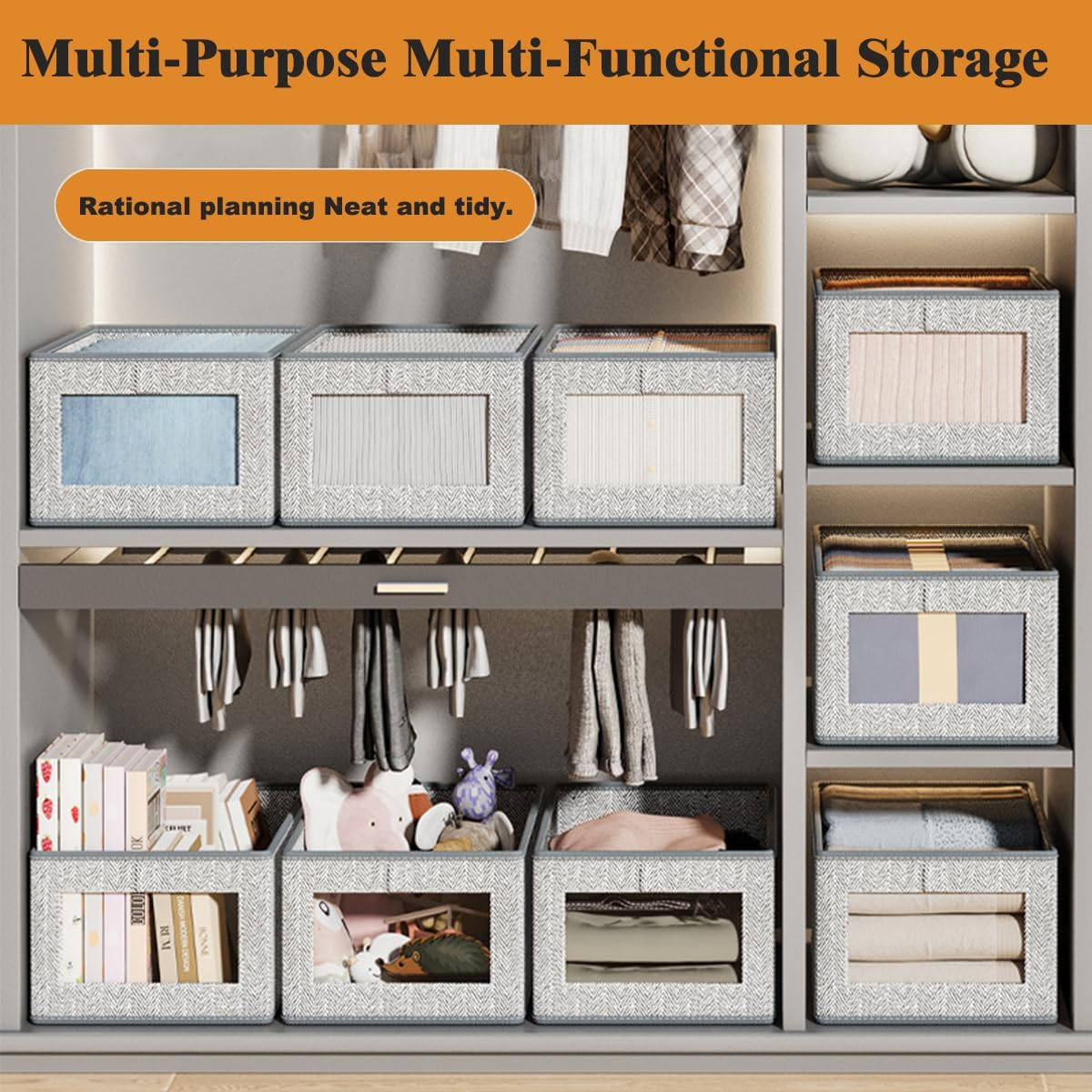 Wardrobe Clothes Organiser,6 Pack Wardrobe Organiser, See-Through Window for Home Storage & Organisation,Foldable Storage Containers with Handle for Jeans,Underwear,Blankets image number 3