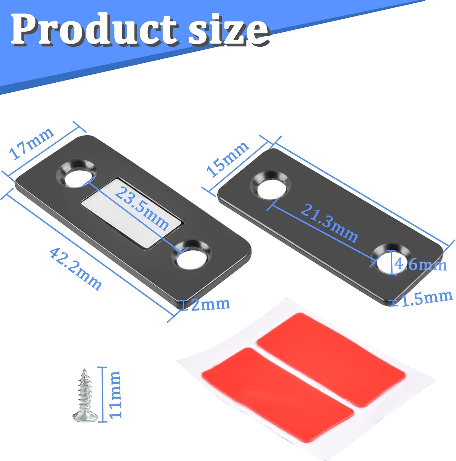 MIN CI 10 Pack Cabinet Door Magnets Strong Magnetic Door Catch Ultra-Thin Invisible for Cabinet Doors,Shower Doors,And Drawers Silver image number 2