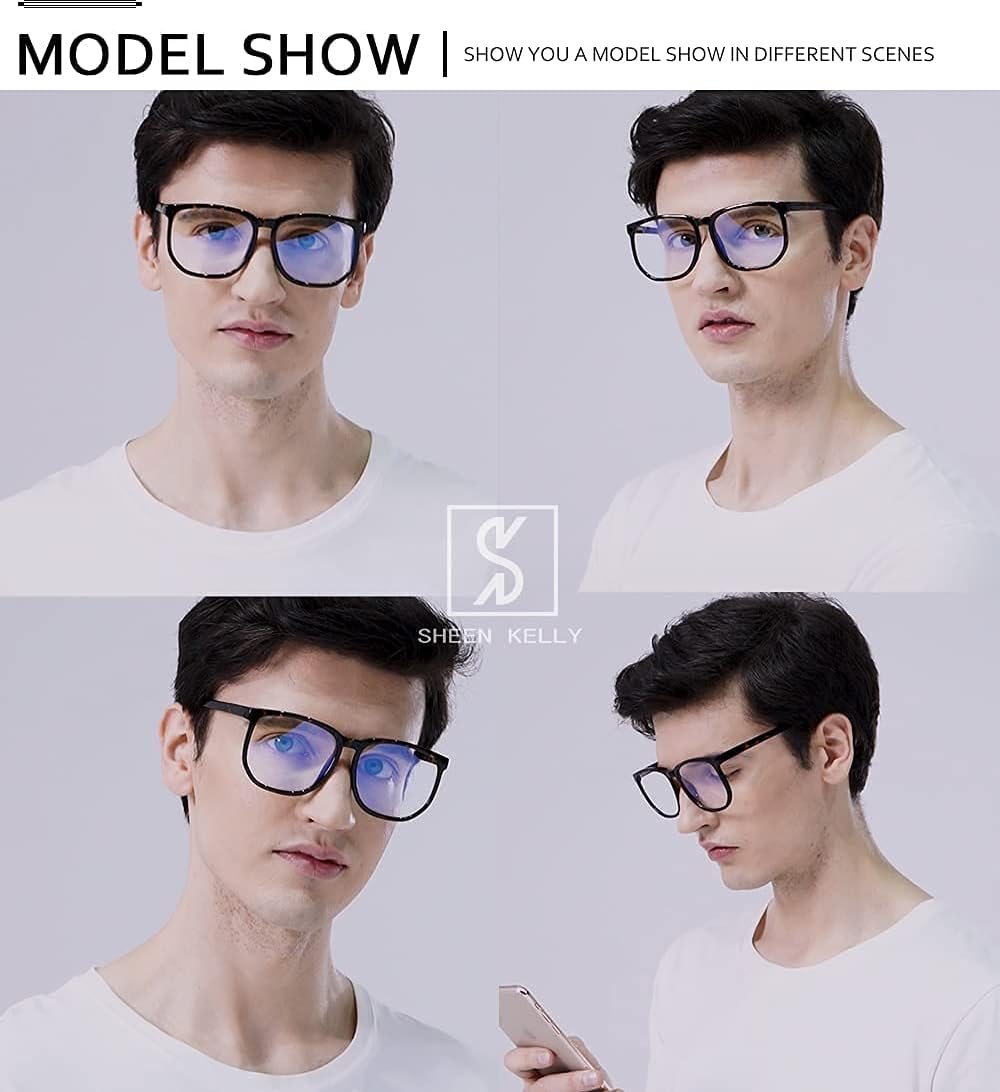 Oversiezd Large Frame Clear Lens Glasses anti Blue Light Square Anti-Fatigue Glasses Nerd Black/Tortoiseshell Tinted - 1 image number 3