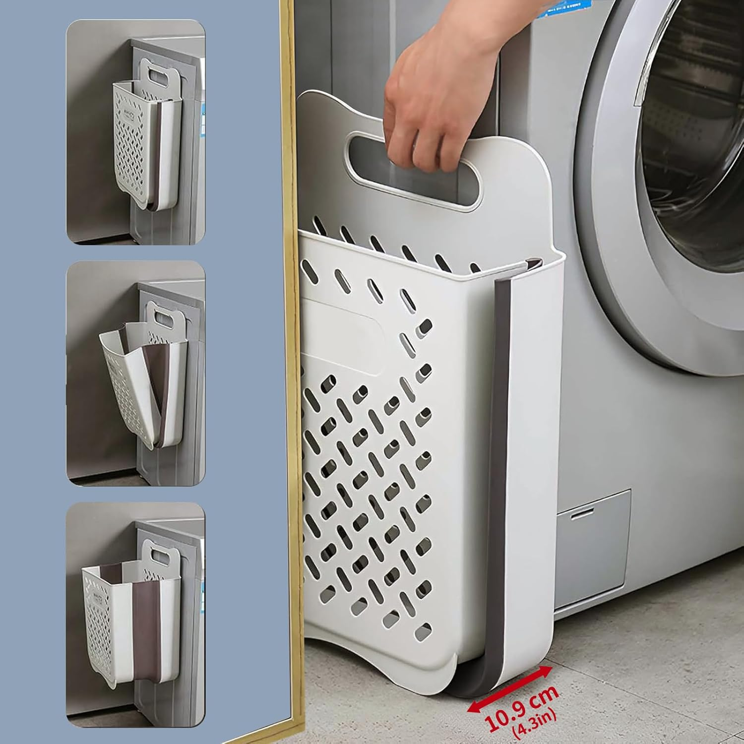 CASONNIK Laundry Hamper，2 Packs Large Laundry Basket, Foldable Laundry Basket Plastic,Wall Hanging Storage Basket，Multi-Function Storage for Bedroom and Bathroom image number 3