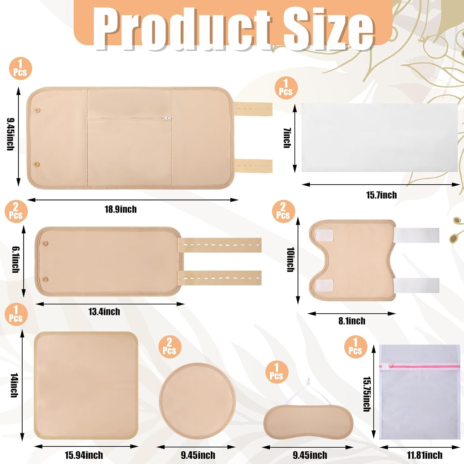 11 Pcs Castor Oil Pack Wrap Set, Flannel Reusable Castor Oil Pack Kit for Waist Neck Breasts Elbow with Adjustable Strap and Laundry Bag Machine Washable anti Oil Leak, Castor Oil Not Included image number 1