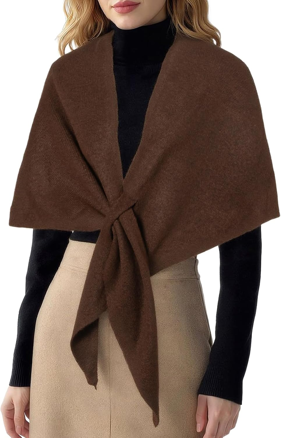 RIIQIICHY Shawl Wrap Women Pashmina Triangle Cape Knit Sweater Scarf for Fall Winter Fashion Accessory