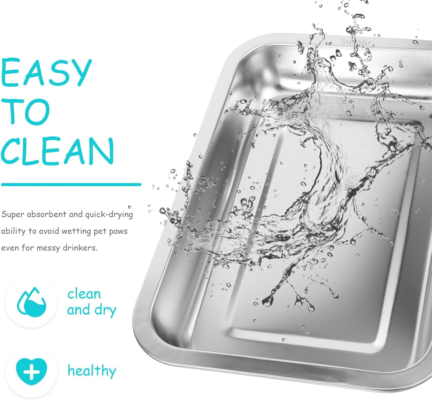 Stainless Steel Cat Litter Box, Open Shallow Kitten Litter Tray for Senior Cats and Kittens, Low Entry Metal Litter Pan for Hamsters Rabbits Guinea Pigs image number 1