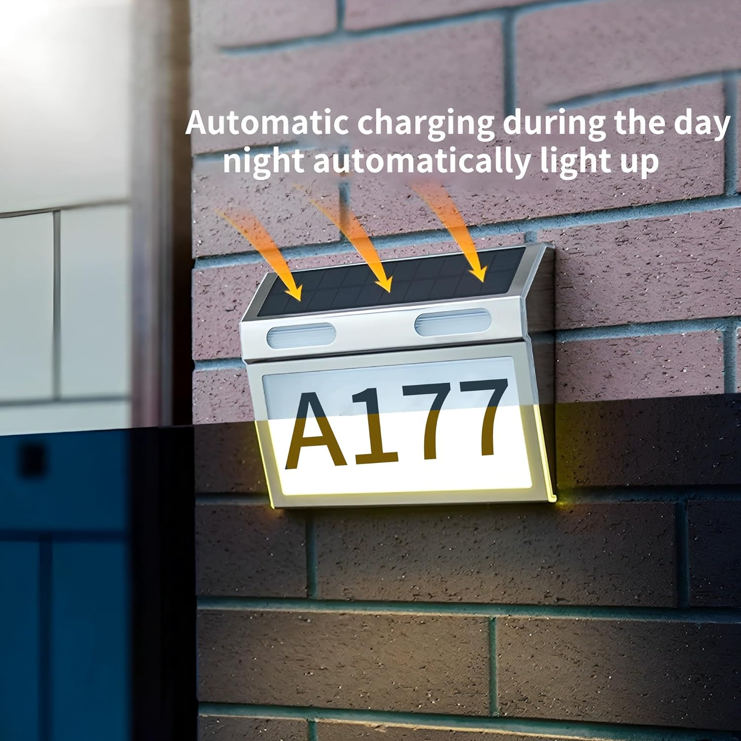 House Numbers for Outside, Solar House Number Solar Address Sign Stainless Steel Address Signs for Houses Waterproof 3-Color Lighting Address Plaque Illuminated Address Sign DIY for Home and Yard image number 4