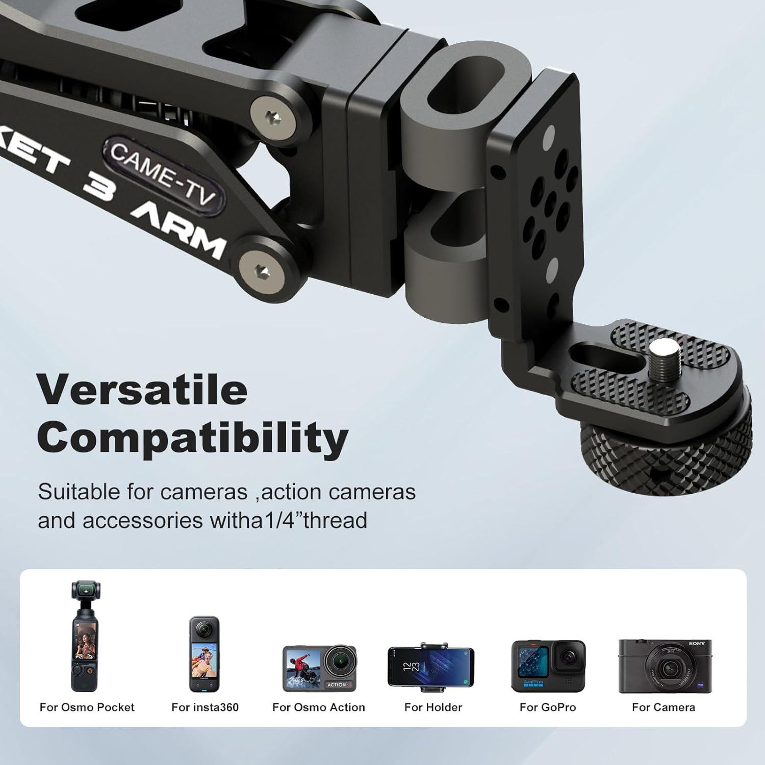 Came-Tv Camera Car Suction Cup Mount Stabilizer for DJI Osmo Pocket 3, Action Camera Car Mount Shock Absorber Arm Compatible with DJI Osmo Pocket/Gopro/Insta360/Phone 1/4" Mounting Hole PK02 image number 2