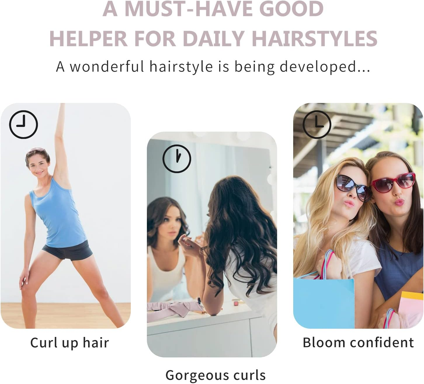 Mulberry Silk Heatless Hair Curler Set - Overnight Curling Headband for No-Heat Curls for Short & Long Hair (Curler + 2 Scrunchies) image number 3