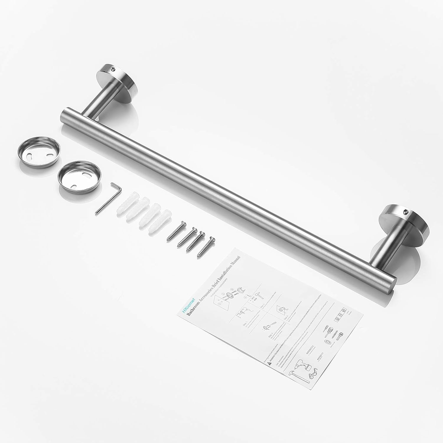 Hxcomet 16Inch Towel Rail Wall Mounted, Towel Stands, Towel Holder Screw Mounting Small Towel Rail for Bathroom and Kitchen SUS 304 Stainless Steel Brushed Finish,Silver/40Cm image number 6