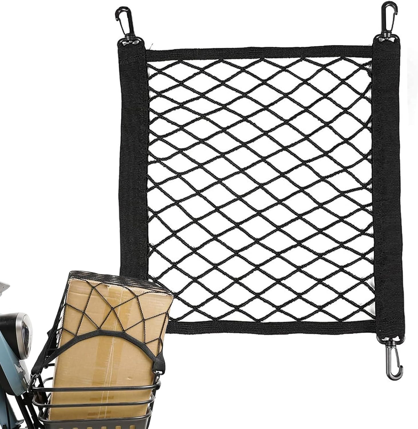 Helmet Net for Motorcycle - Cargo Nets for Motorcycle Luggage Bike Basket - Adjustable Bicycles Luggage Storage Tie down Mesh Web for Outdoor Transport Travel Riding Cycling