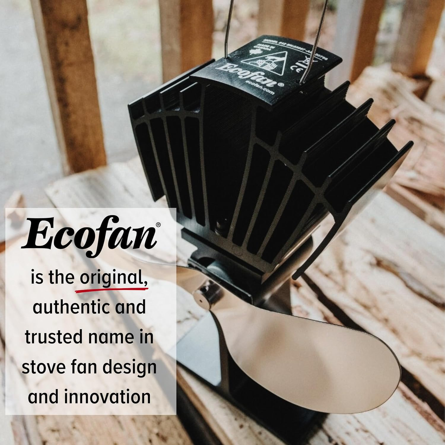 Ecofan Airmax. Heat Powered Stove Fan. Authentic 2 Blade Canadian Design. Nickel. image number 6