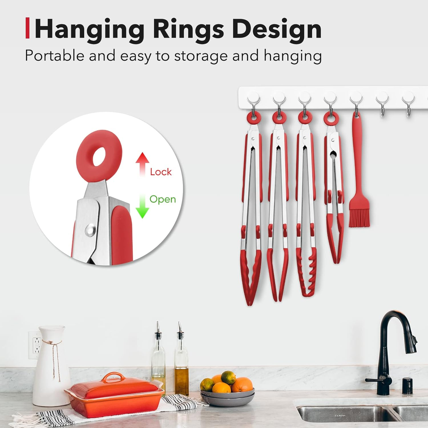 5-Pack Silicone Tongs for Cooking,Maywe Tanso 4PCS 13-Inch Cooking Kitchen Tongs with Silicone Tips,Nonstick Stainless Steel Tongs for Steak Pie Pizza Pasta Spaghetti Salad BBQ Buffet,Plus Brush