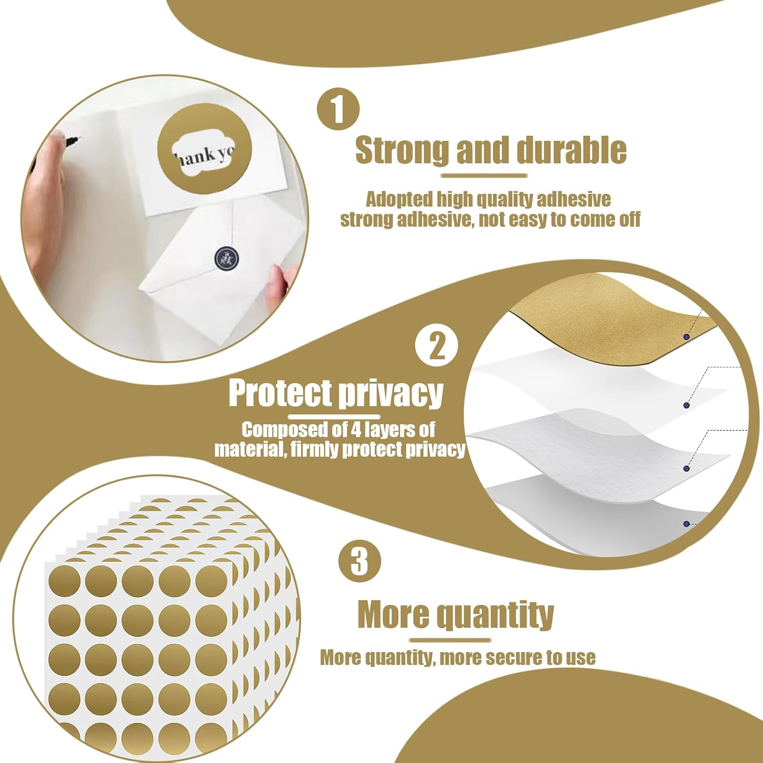 300 Pack Scratch off Stickers 1 Inch, Self-Adhesive Scratch off Labels round Gold Circle Stickers for DIY Reward Card Wedding Games (Gold) image number 4