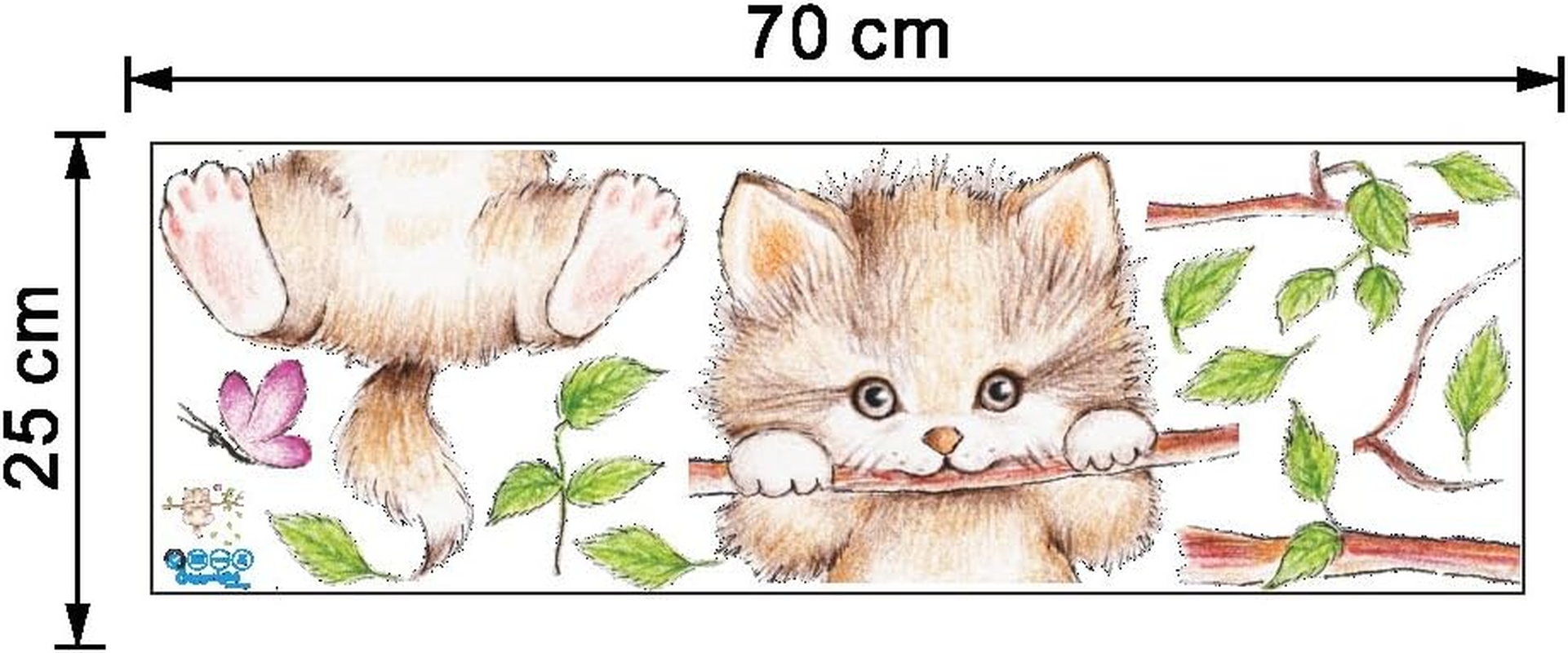 Cute Cat Branches Wall Decals - Removable Kitty Stickers Decor for Girls Bedroom, Kids Nursery, Bathroom Art - Black image number 2