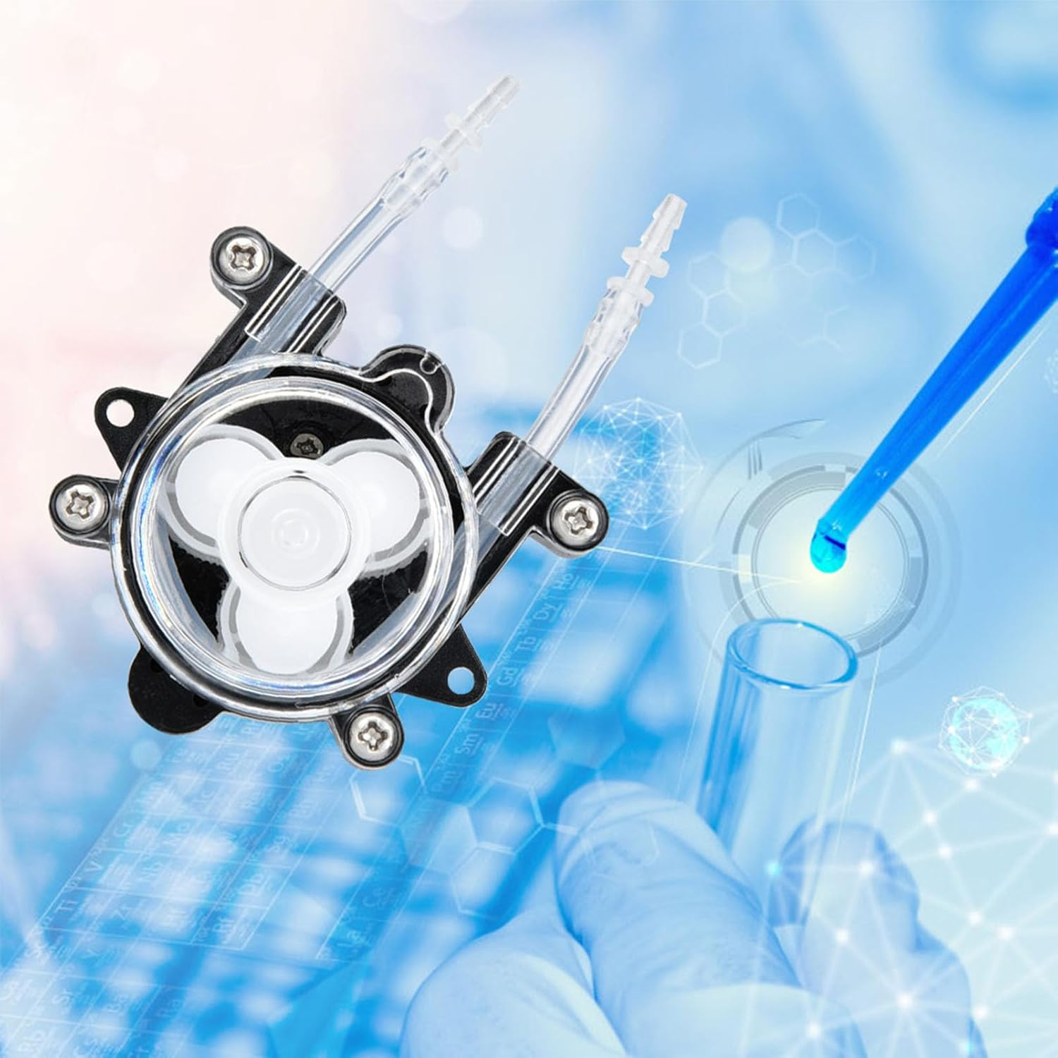 CHICIRIS G528 Peristaltic Pump, 0-23Ml/Min Adjustable Flow Rate, 12V DC Laboratory Pump with 3 * 5Mm Silicone Tube for Biochemical Analysis, Lab Fluid Transfer image number 2