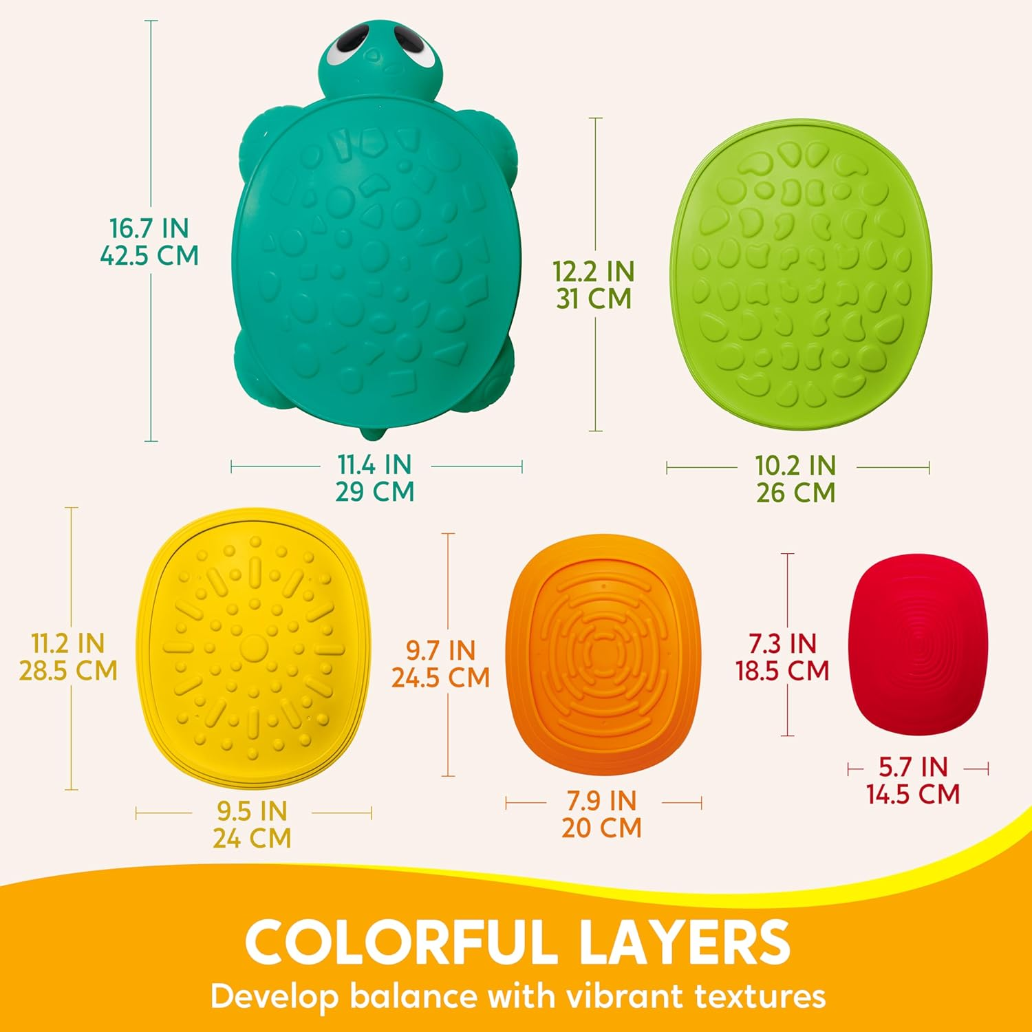 JOYIN 5 Pcs Turtle Balance Stepping Stones, Kids Turtle Path Jumping Stones, Toddler Obstacle Course Coordination Game Toys Indoor or Outdoor Play for Kids Aged 3+ image number 1