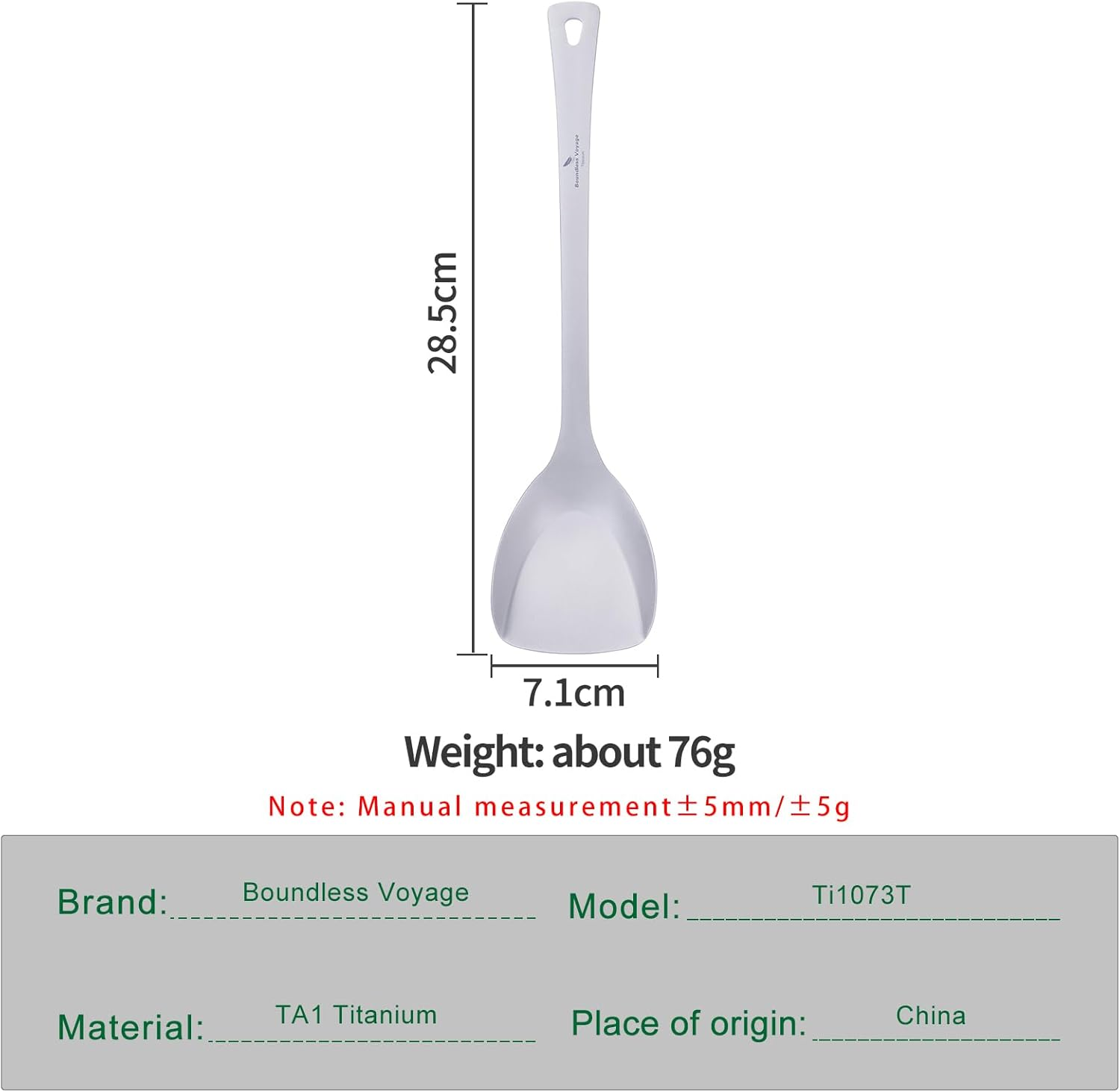 Boundless Voyage Titanium Spatula Food Turner Lightweight Food Grips Cooking Utensils for Home Outdoor Kitchen (Ti1073T)