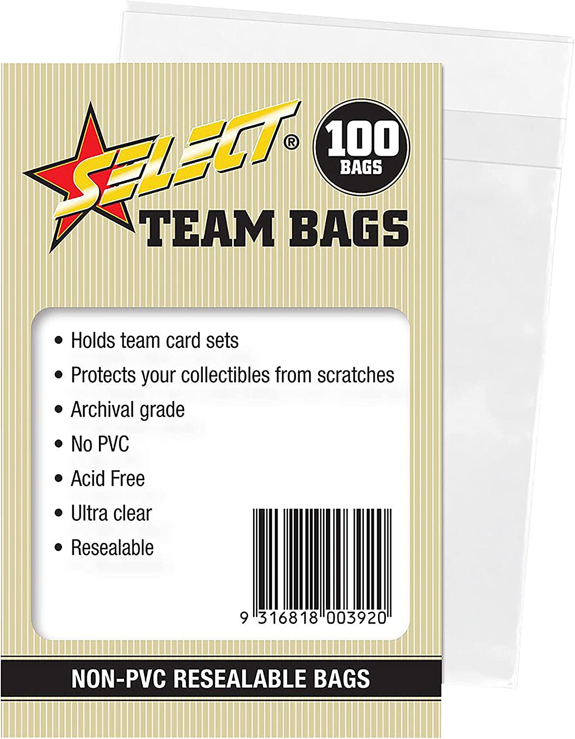 5 Packs of 100Ct Card Armour Team Bags Resealable Card Protection (500 Pc) image number 1