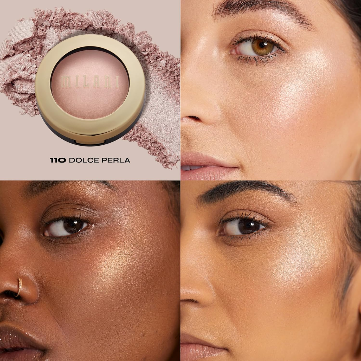 Milani Highlighter Makeup - Baked Contour Powder & Face Highligher, Made in Italy - Dolce Perla image number 1