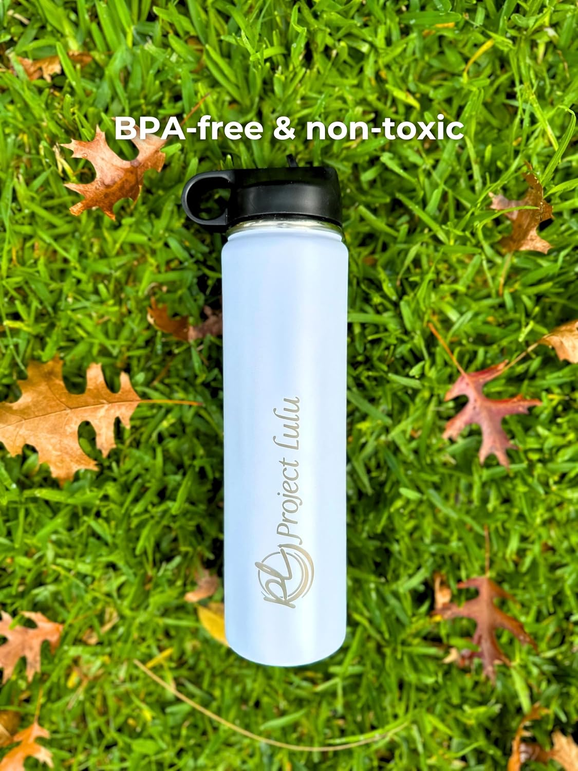 Project Lulu Insulated Stainless Steel Water Bottle Handle Flip Top with Straw 24Oz (Marshmallow White, 24Oz) - Aquamarine Dream image number 4