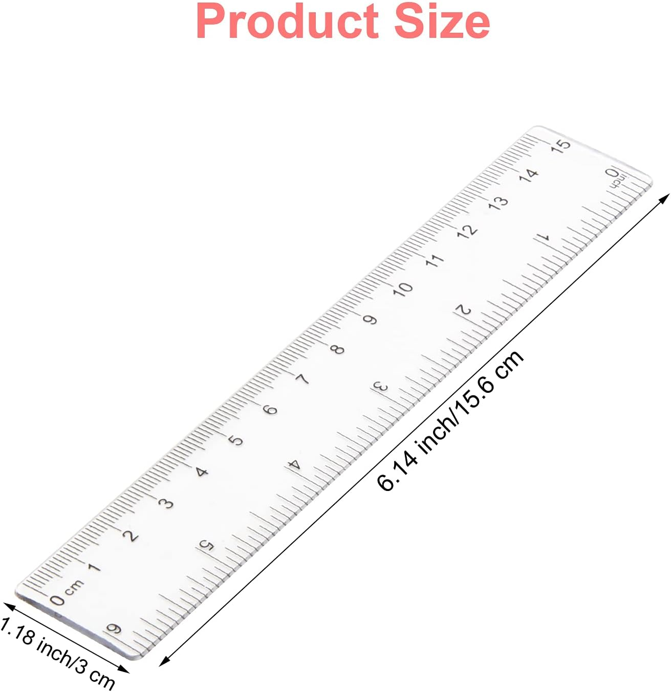 Pletpet 2 Pack 6 Inch Clear Plastic Ruler Straight Shatterproof Rulers Transparent Rulers for Office Supply Ruler (Clear) image number 6
