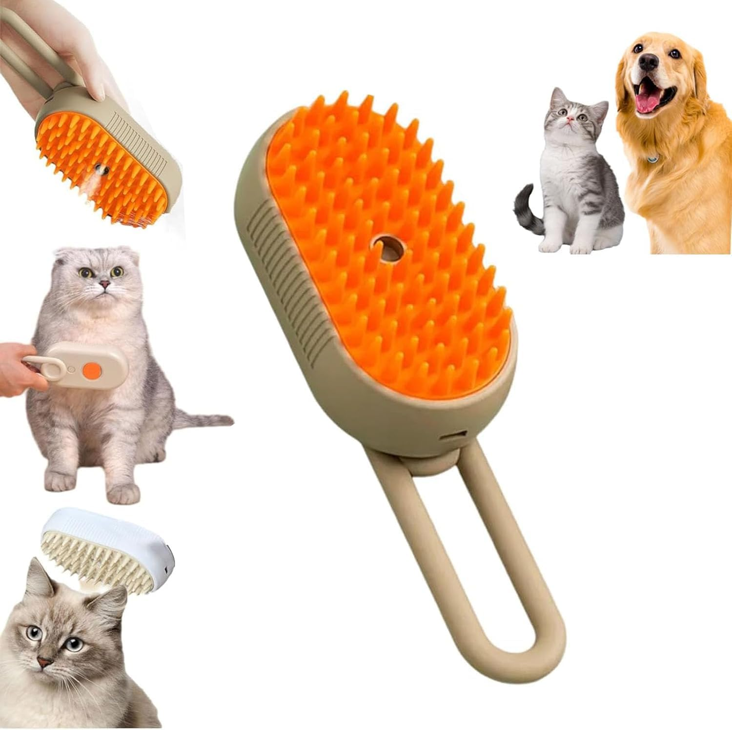 Cloud Care Cat Brush, Cat Steam Brush 3 in 1 Water Pet Cat Hair Brush with Handle image number 1