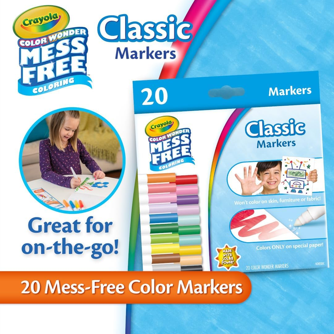 Crayola Color Wonder Marker Refill Set (20Ct), Mess Free Broad Line Markers for Toddlers, Mess Free Coloring for Kids, Toddler Gifts image number 6