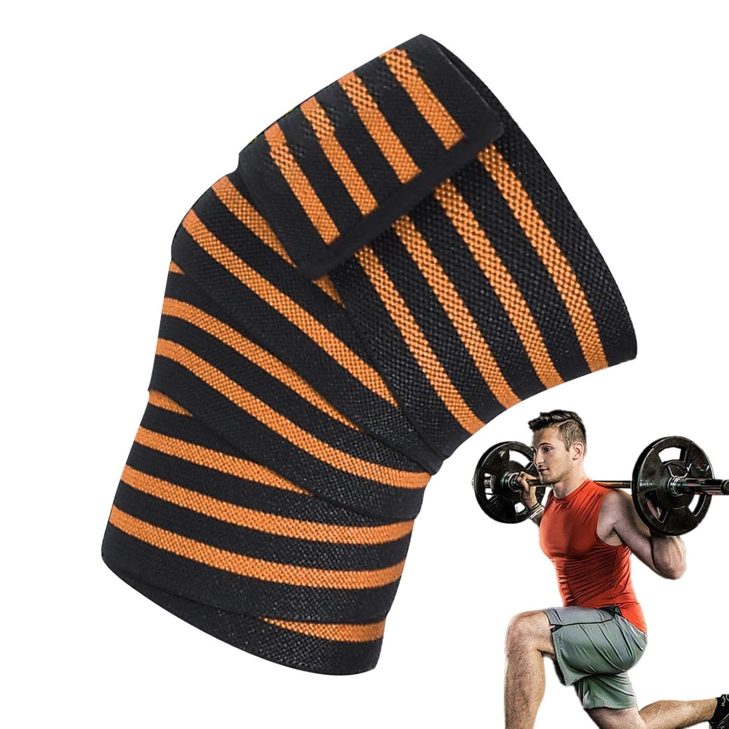 Gym Knee Support | Weight Lifting Knee Sleeves - Knee Straps, Gym Knee Brace, Elastic Knee Compression Sleeve for Men & Women