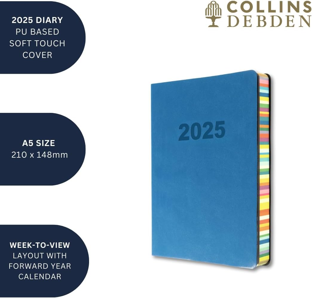 Collins Edge Rainbow 2025 Diary - A5 Day to Page Planner (With Appointments) - Light Blue - (ED151.U57-25) - Daily Planner with Soft Touch Covers and Coloured Page Edges image number 3