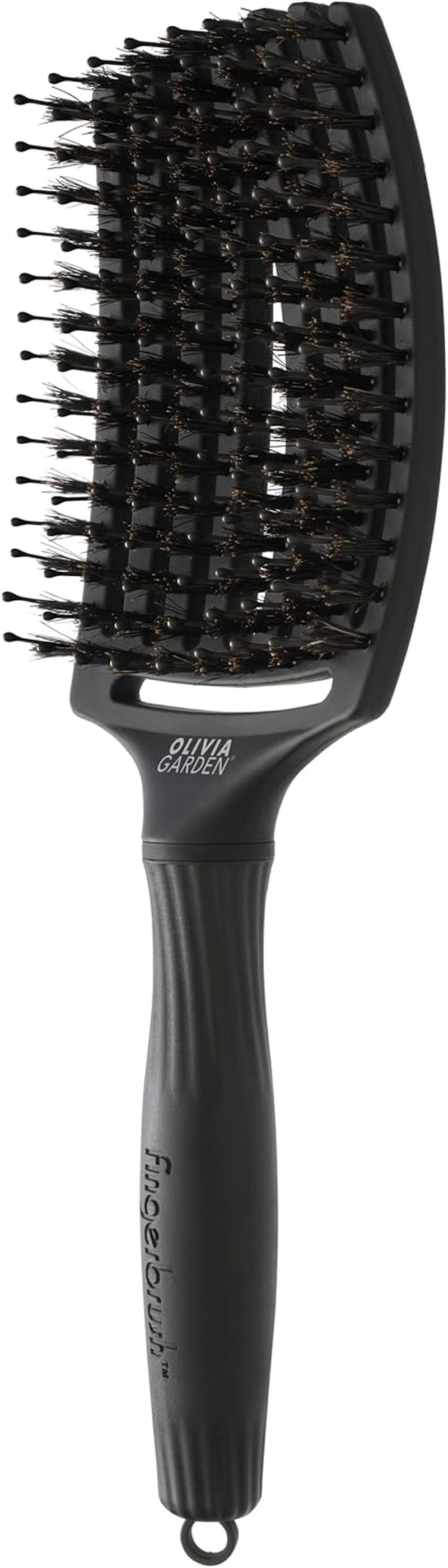 Olivia Garden - Fingerbrush Care Iconic Boar & Nylon Full Black Hairbrush - Large image number 2