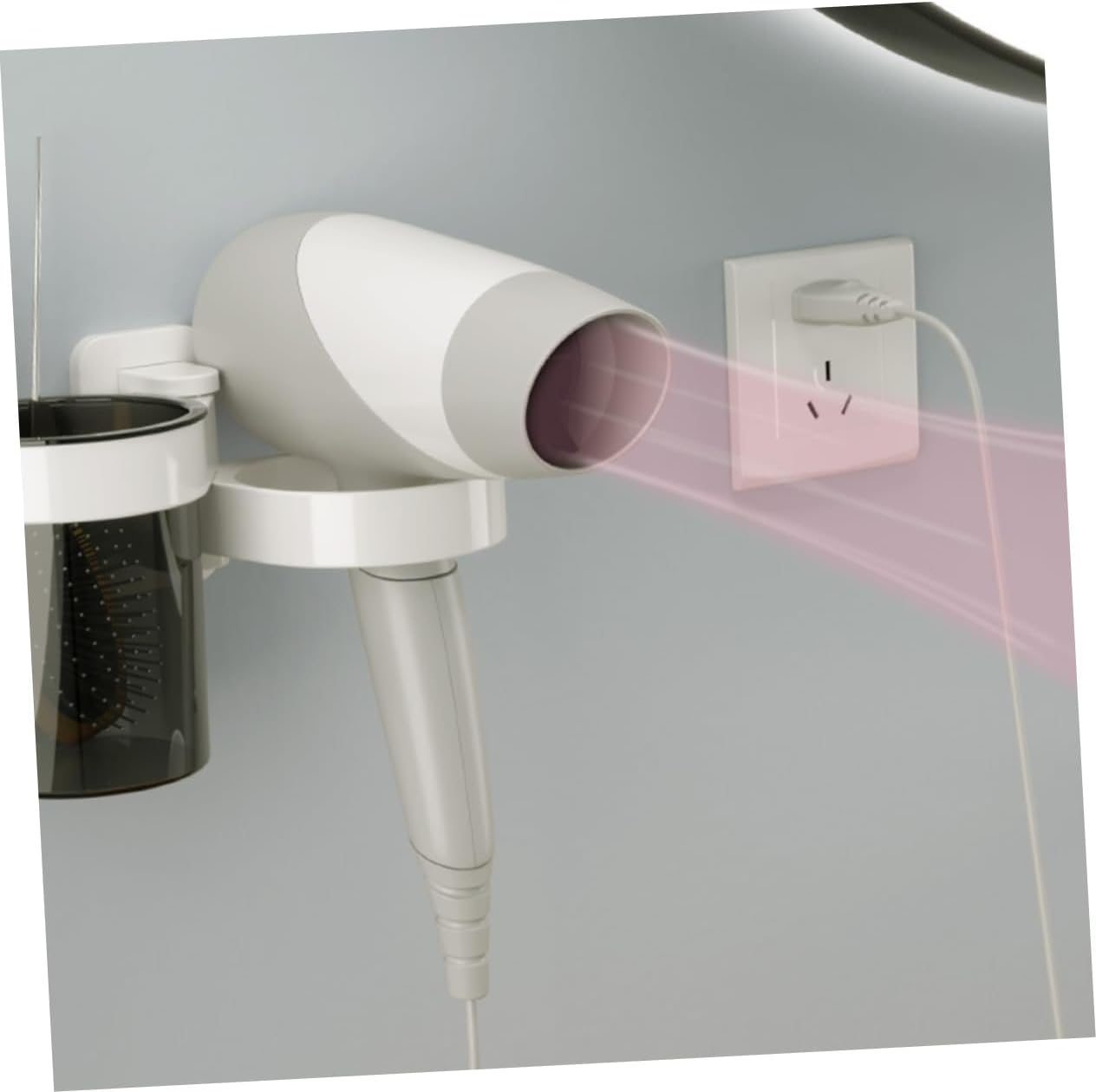 HONITANO Hair Dryer Holder Wall Mounted Bathroom Storage Rack Punch Design for Easy Installation Lightweight Durable Organizer for Hair Care Supplies Modern image number 5