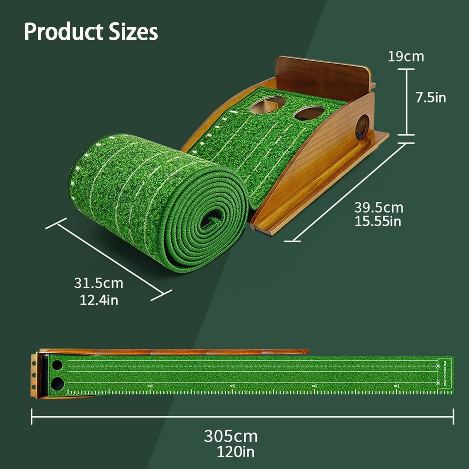 Putting Mat Indoor Golf, Wood Putting Mat, Golf Putting Mat, Putting Green Golf Mat, Golf Putting Mats for Men Playing Golf Game at Home or Office image number 1