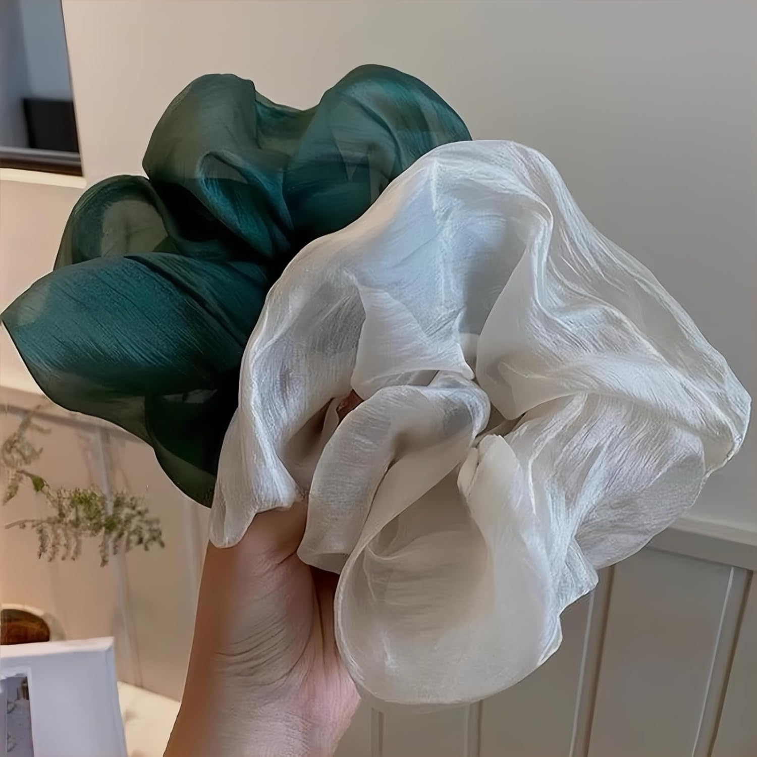 Ypkia Pack of 4 Large Mesh Scrunchie Hair Scrunchies Women'S Ponytail Holder Elastic Cable Elastic for Women and Girls image number 4