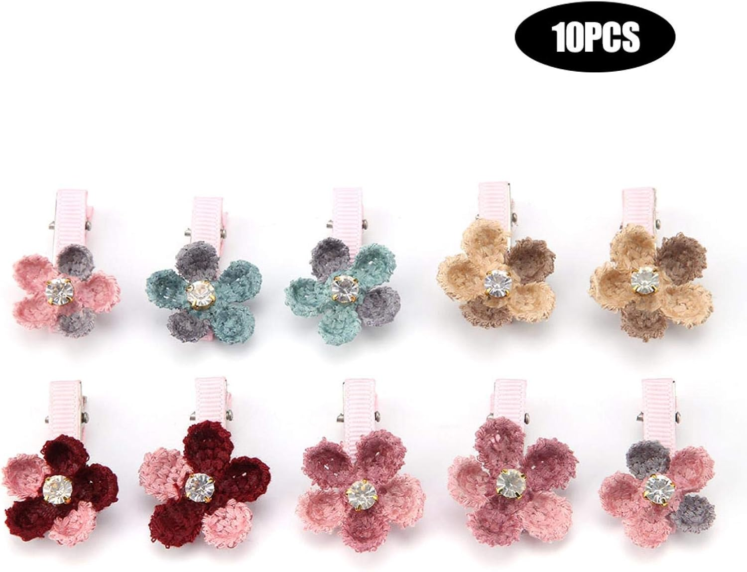EVTSCAN 10/Lot Hair Accessories for Pets Puppy Dog Cat Grooming Floral Hairpins Hairs Clips