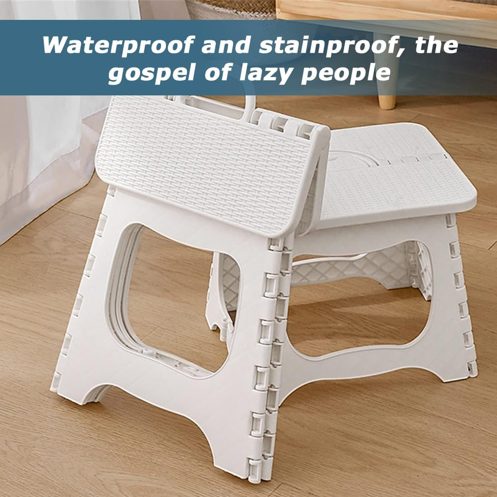 Portable White Folding Stool, Compact, Lightweight Foldable Stool, Durable Minimalist Design Chair, for Outdoor Picnics, Home, Office & Travel ﻿ image number 1