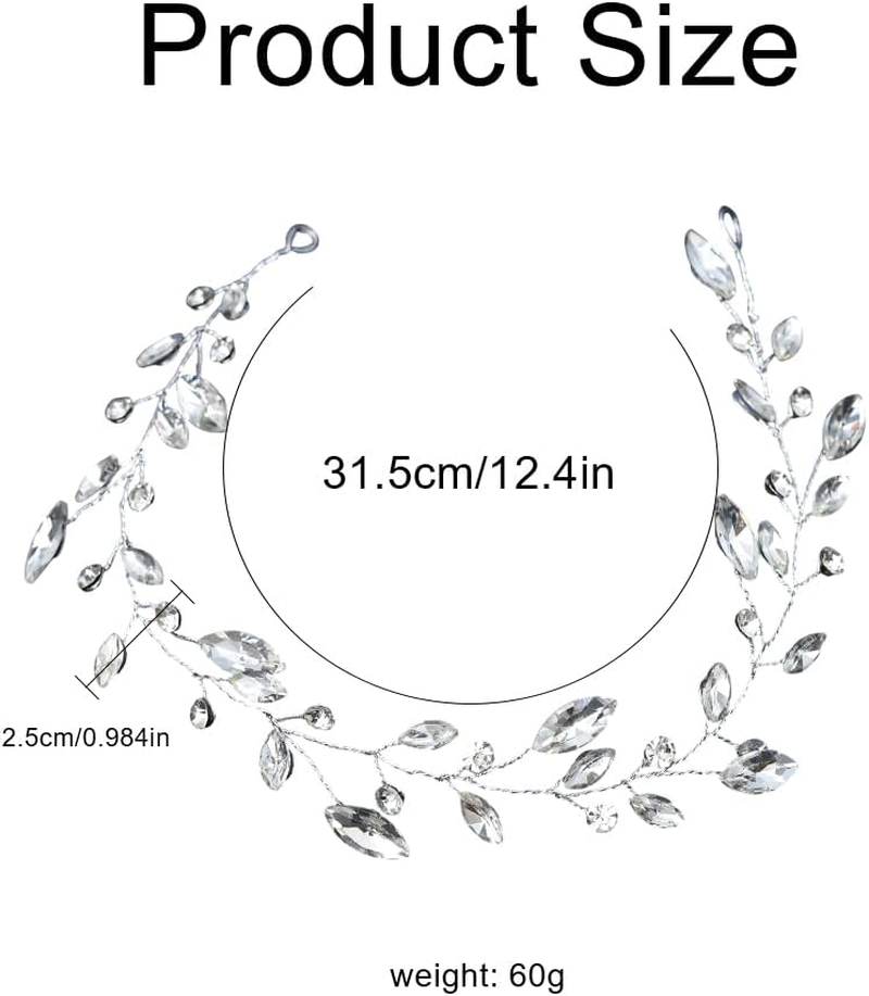 XFSRG Hair Accessories Women'S Wedding Vine Crystal Headband Rhinestone Headband Elegant Headband Hair Tendril for Bride and Girls image number 4