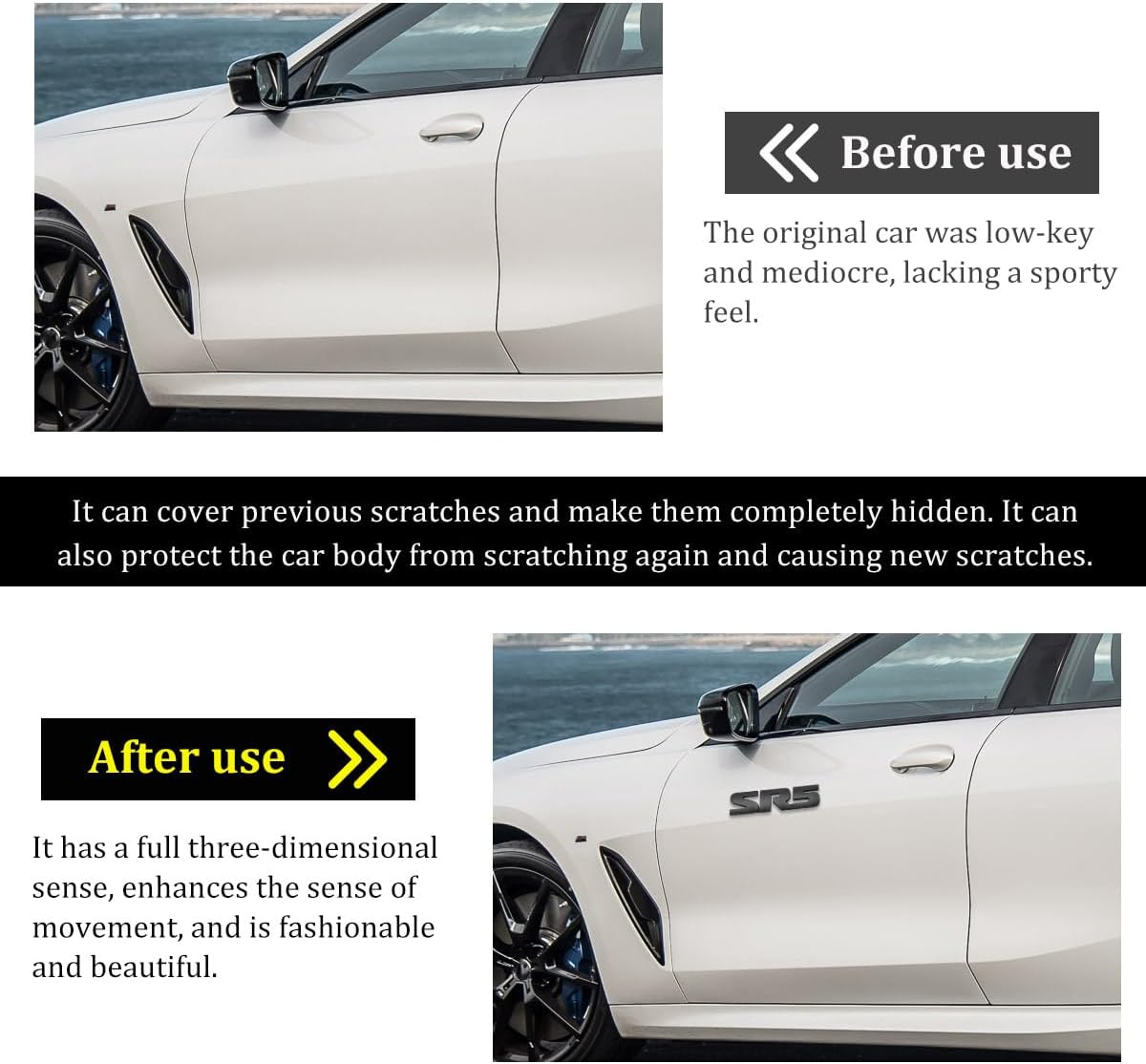 Wevdn 2PCS SR5 Metal Emblem, Premium 3D Classic SR5 Nameplate Logo Engine Badge Sticker, Universal SR5 Letters Metal Decal for Vehicle Side Fender Trunk Tailgate, Car Accessories (Black)