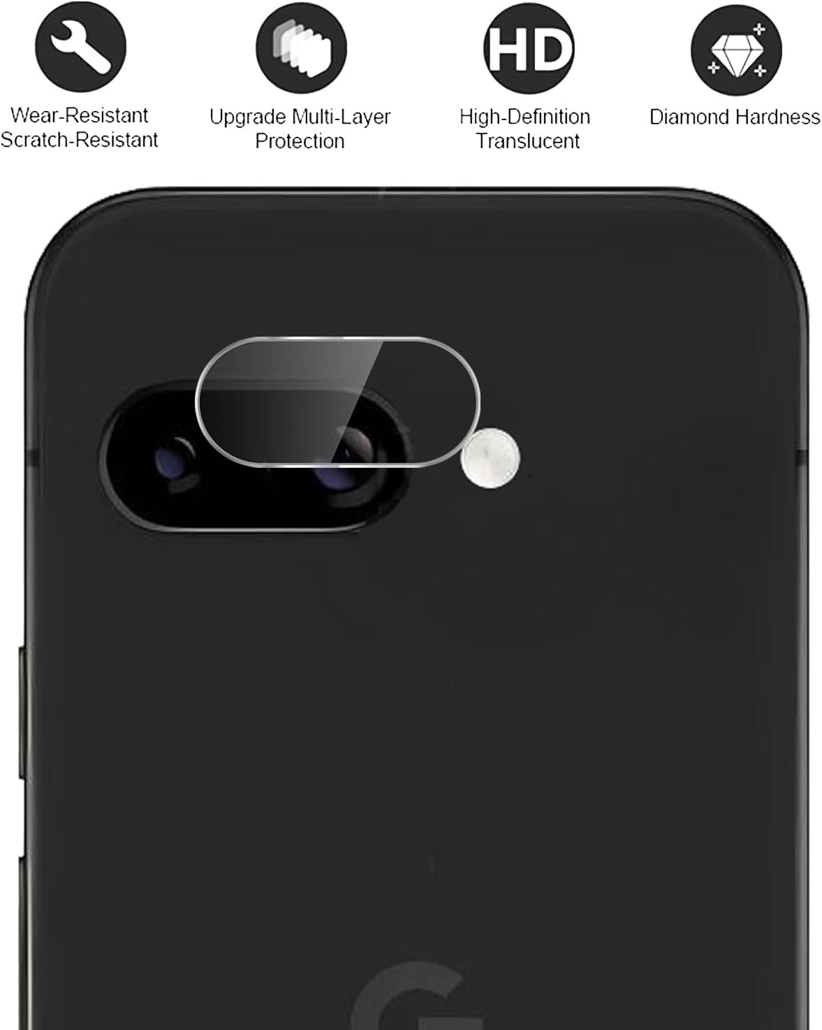 GIOPUEY Ultra Thin Pack of 4 Camera Protection Compatible with Google Pixel 9A, HD Camera Glass Screen Protector [Scratch-Resistant] Camera Protector for Google Pixel 9A - B-Transparent. image number 2