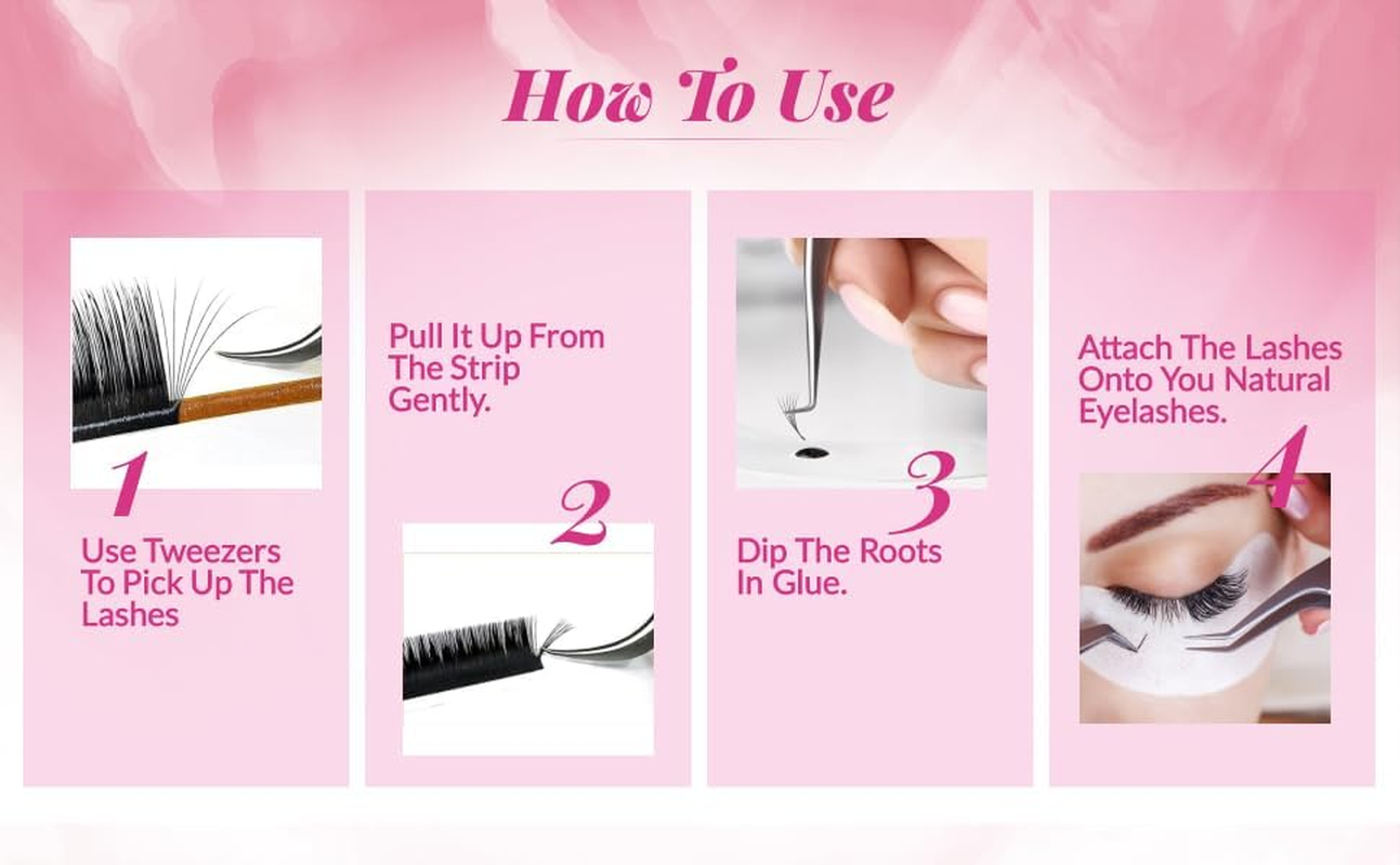 Easy Fan Cashmere Volume Eyelash Extensions C D L M Curl, 3D Premade, 0.07-0.10, Super Matte Black Individual Lashes Extension Mix Tray 7-15Mm (Easy Fan C Curl 0.07) image number 6