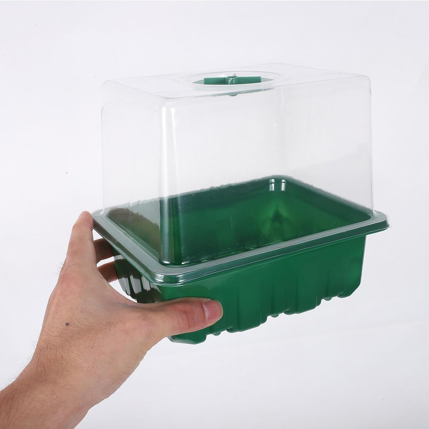 FUNOMOCYA Breathable Plastic Seedling Tray Kit 6-Cell Raised Green Propagation Box with Lid 10Pcs Seed Starter Trays with Markers for Indoor Gardening and Vegetable Germination image number 4