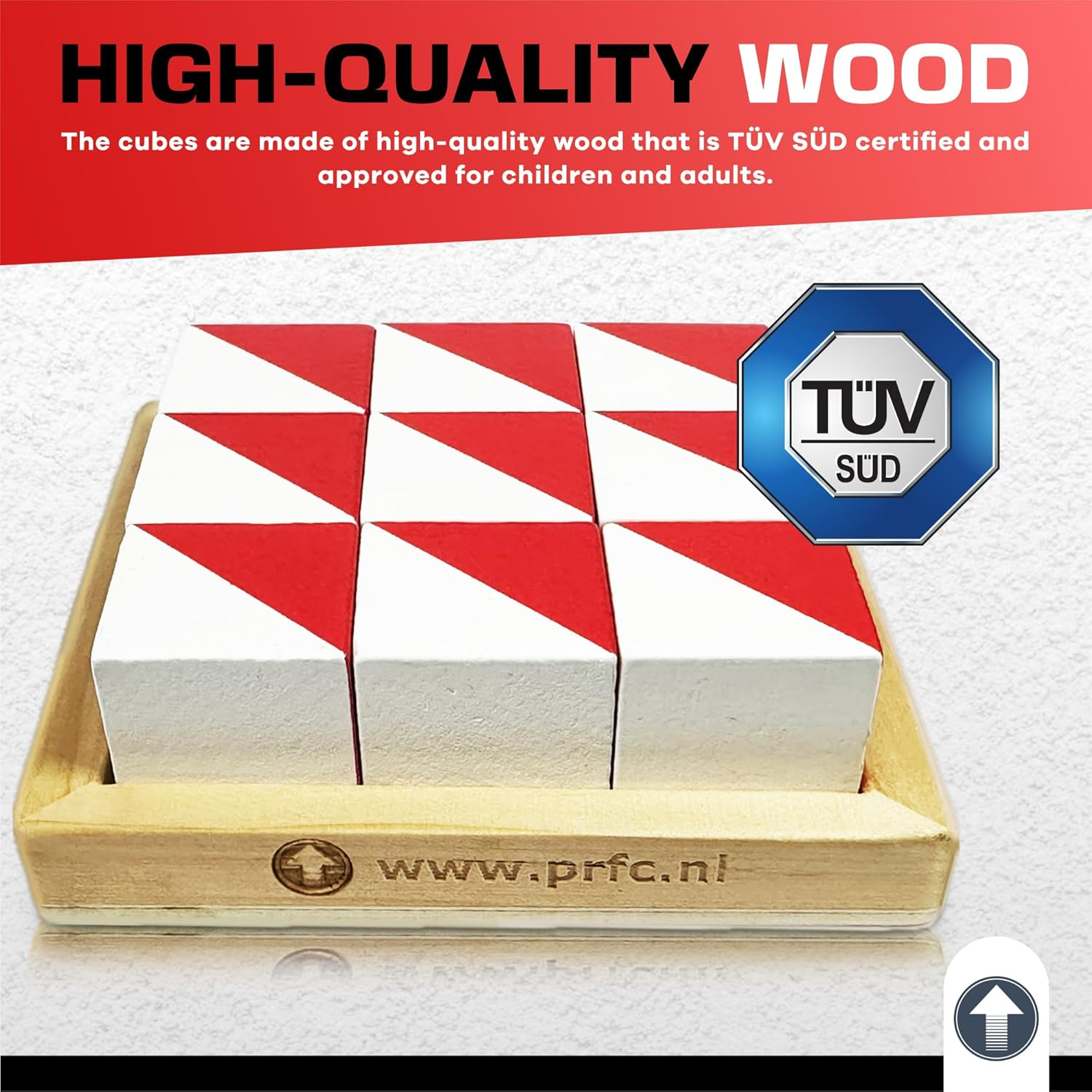 Prfcnl IQ Test Blocks - 9 Wooden Cubes in White and Red with 60 Patterns and Mobile App, Ideal for WISC, WAIS, WPPSI Prep,Educational STEM Montessori Gift Toy for All Ages Challenge image number 3