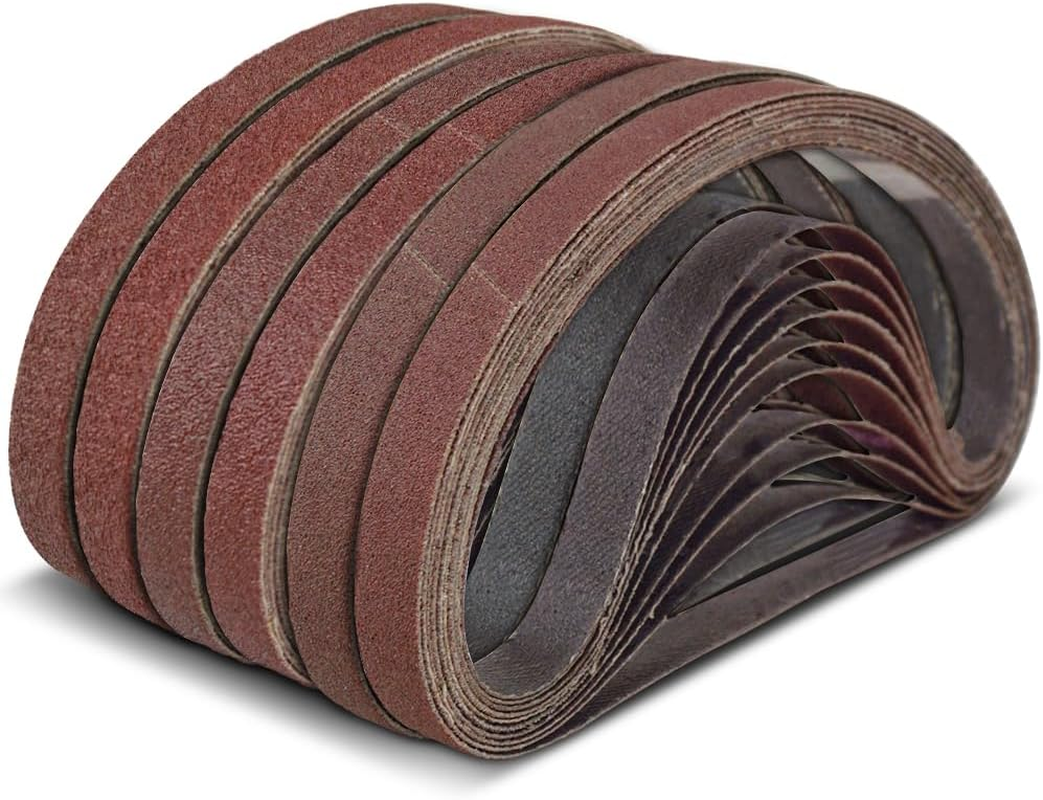 13Mmx457Mm 13Mm X 457Mm Sanding Belt Assorted Pack,60 Pcs(10 Each of 40 60 80 120 150 240 Grits) Aluminum Oxide for Sander