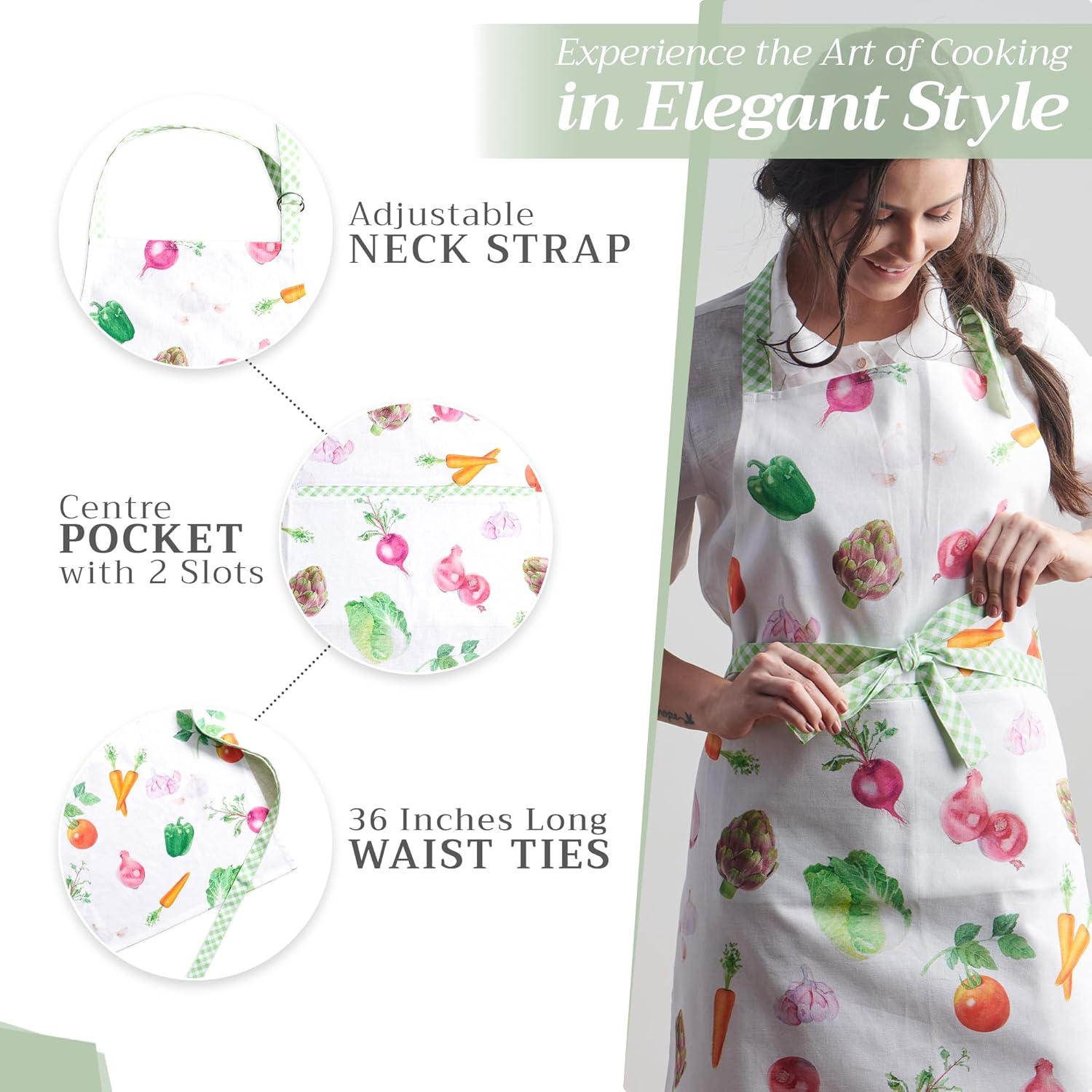 Maison D'Hermine 100% Cotton Apron for Women with Pocket Kitchen Chef Apron for Men Cooking Gardening Server Waitress Maid image number 5