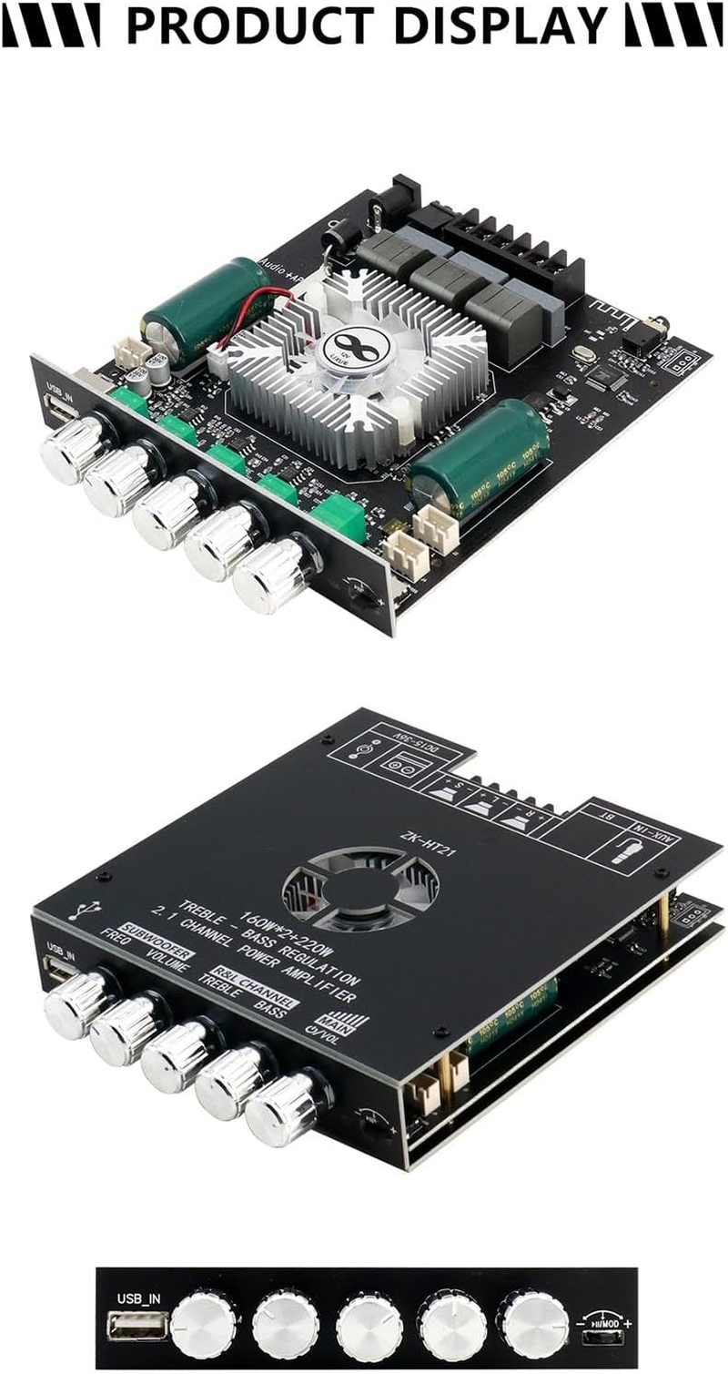 Bluetooth Amplifier Board 160Wx2+220W with Subwoofer for DIY Home Speakers Stereo 2.1 Channel Audio Power Amplifier Module image number 2